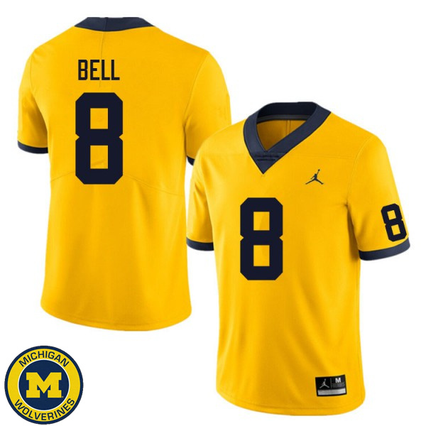 Men Michigan Wolverines #8 Ronnie Bell Yellow Football Jersey